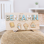 Baby Name Puzzle for Dedication – Christian Nursery Gift  Busypuzzle