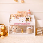 White Wooden Montessori Bookshelf – Custom Kids Book Display Nursery Furniture Busypuzzle