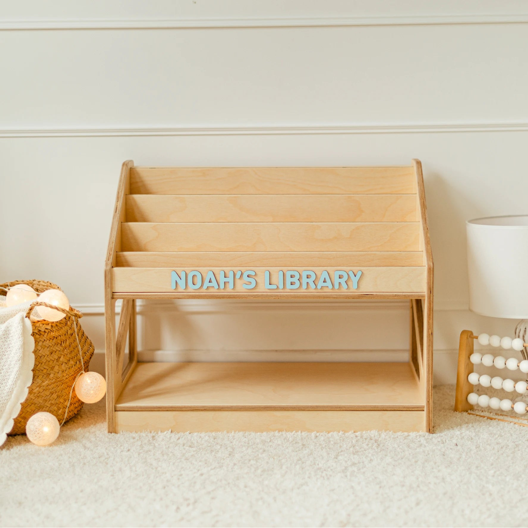 Personalized Montessori Bookshelf for Kids & Toddlers Nursery Furniture Busypuzzle