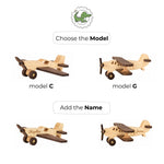 Personalized Wooden Airplane Toy – Natural Wood Aviation Gift Eco-Friendly Wooden Vehicles Busypuzzle