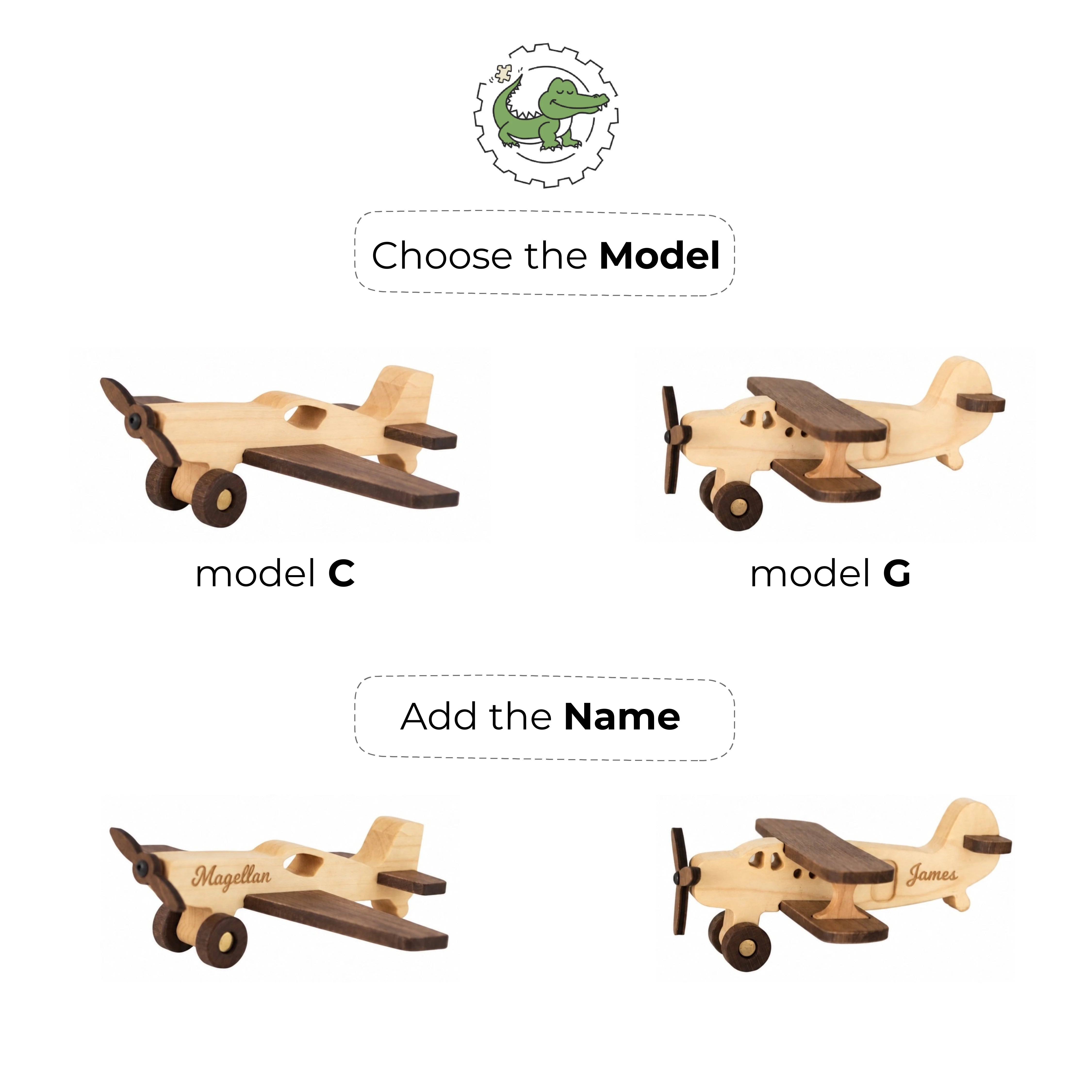 Personalized Wooden Airplane Toy – Natural Wood Aviation Gift Eco-Friendly Wooden Vehicles Busypuzzle
