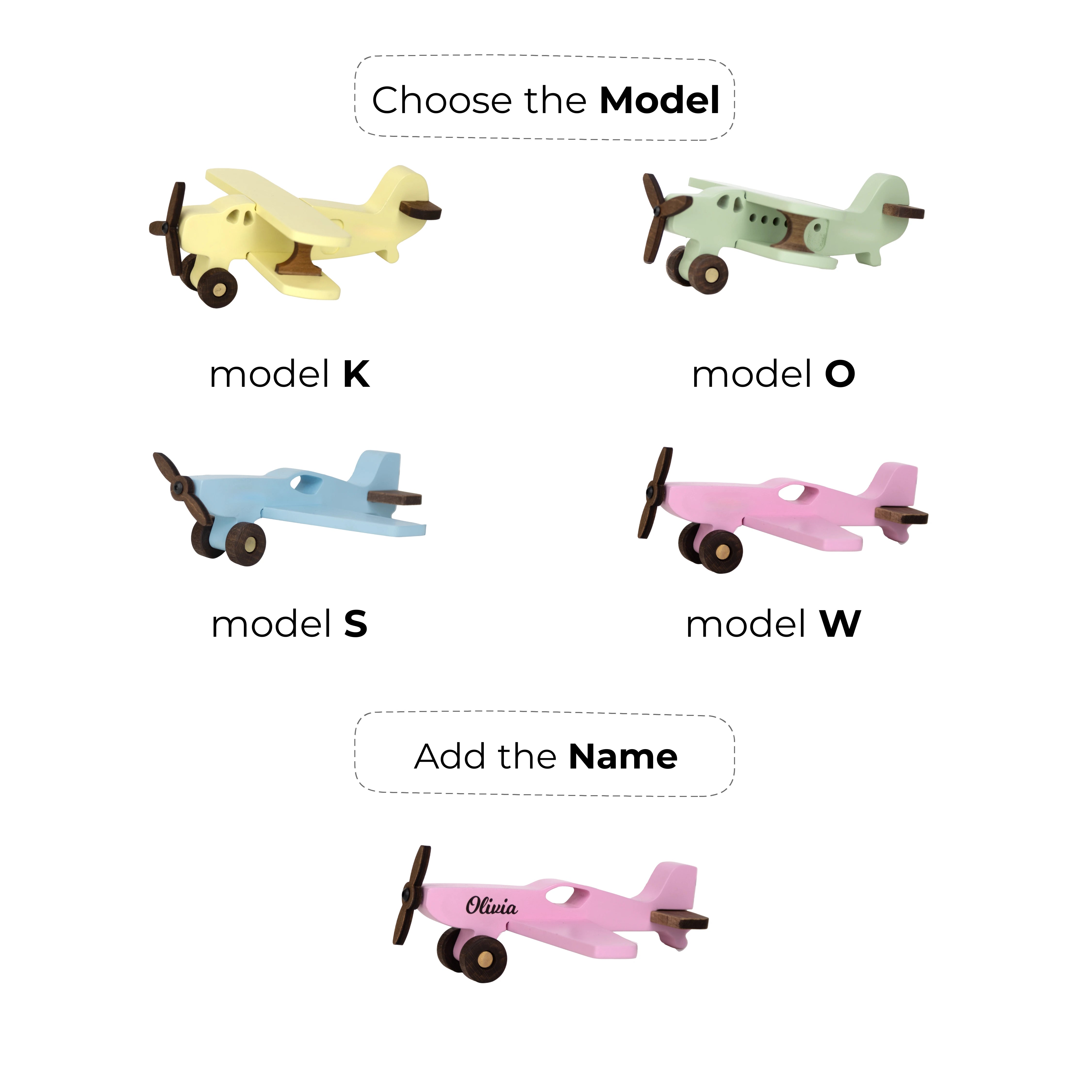 Wooden Colored Planes - Personalized Wooden Aviation Toy Eco-Friendly Wooden Vehicles Busypuzzle