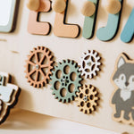 Personalized Themed Busy Board for Toddlers – Dino, & Woodland Wooden Toy Wooden Busy Boards Busypuzzle