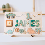 Personalized Themed Busy Board for Toddlers – Dino, & Woodland Wooden Toy Wooden Busy Boards Busypuzzle