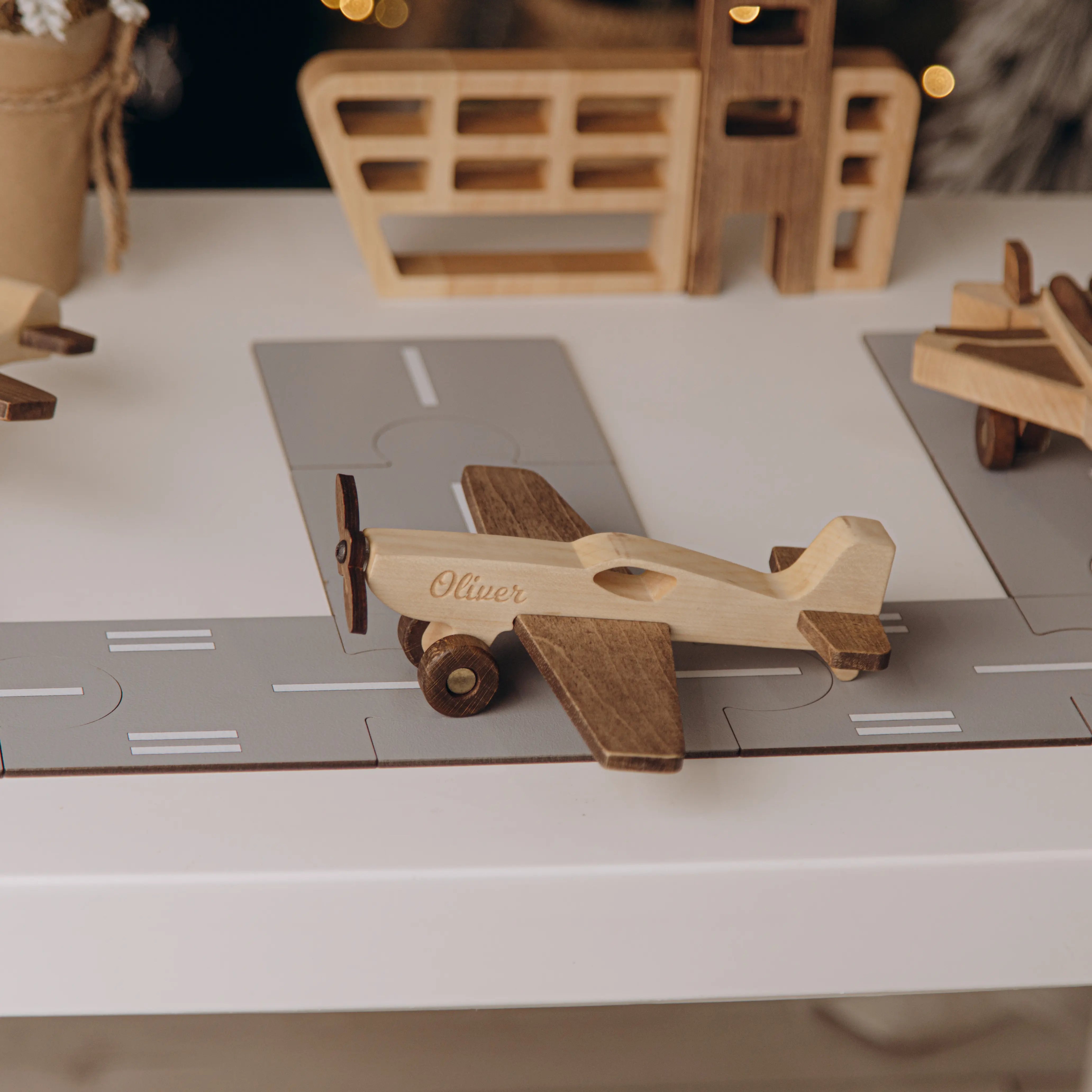 Personalized Wooden Airplane Toy – Natural Wood Aviation Gift Eco-Friendly Wooden Vehicles Busypuzzle