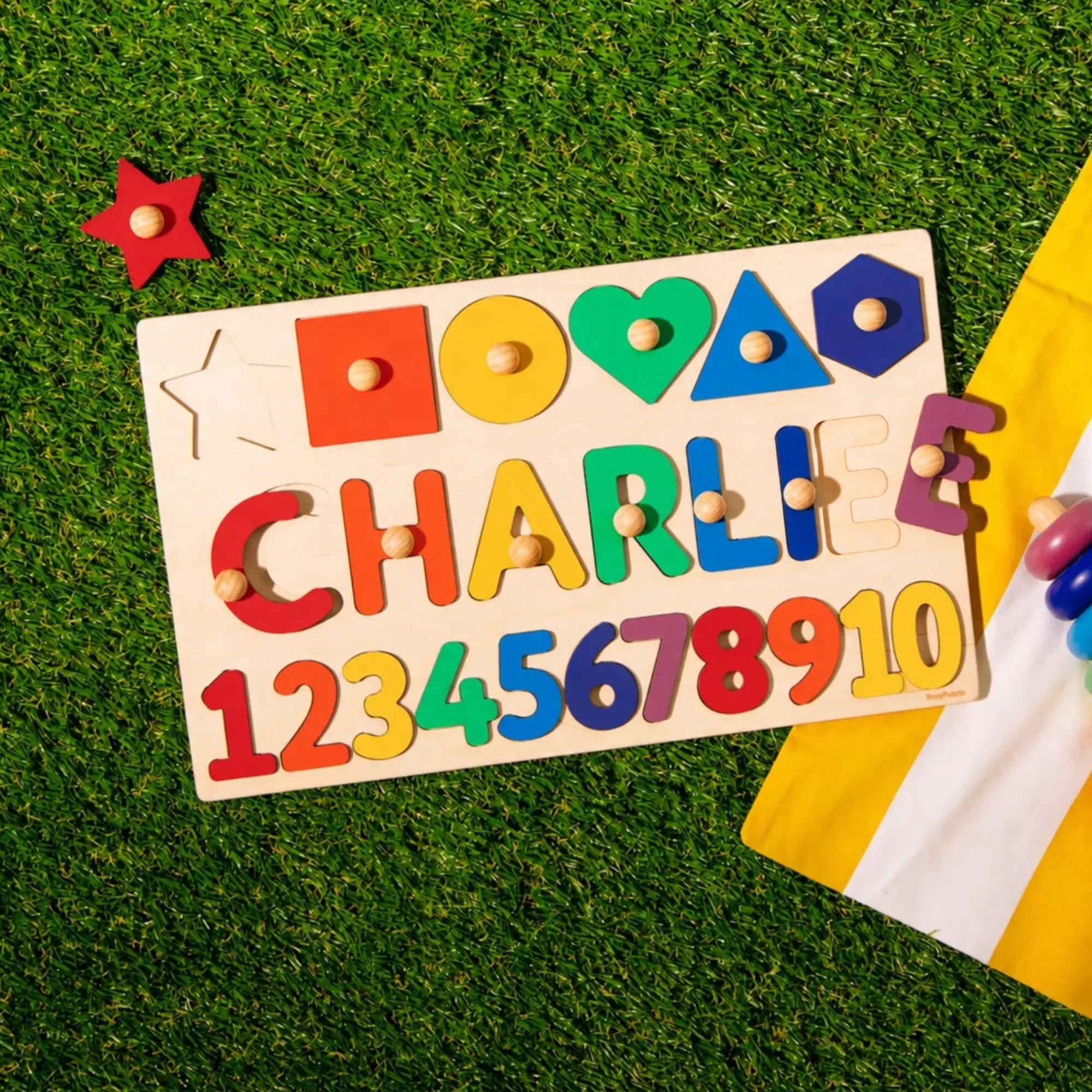 Personalized Wooden Name & Number Puzzle - Montessori Educational Math Board Wooden Busy Boards Busypuzzle