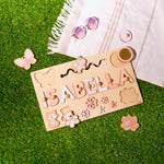 Personalized Name Busy Board for Toddlers – Wooden Montessori Sensory Toy Wooden Busy Boards Busypuzzle