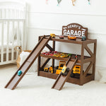 Personalized Wooden Toy Car Garage with Ramps & Storage Shelf Nursery Furniture Busypuzzle