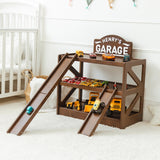 Personalized Wooden Toy Car Garage with Ramps & Storage Shelf