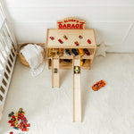 Personalized Wooden Toy Car Garage with Ramps & Storage Shelf Nursery Furniture Busypuzzle