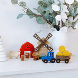 Personalized Blue Wooden Tractor & Trailer – Little Farmer's Gift