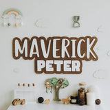 Custom Dark Wood Nursery Name Sign – Personalized Baby Wall Decor