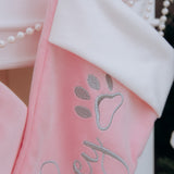 Custom Pink Christmas Stockings With Embroidery