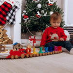 Personalized Wooden Name Train – Bright Primary Colors & Rainbow Edition Eco-Friendly Wooden Trains Busypuzzle