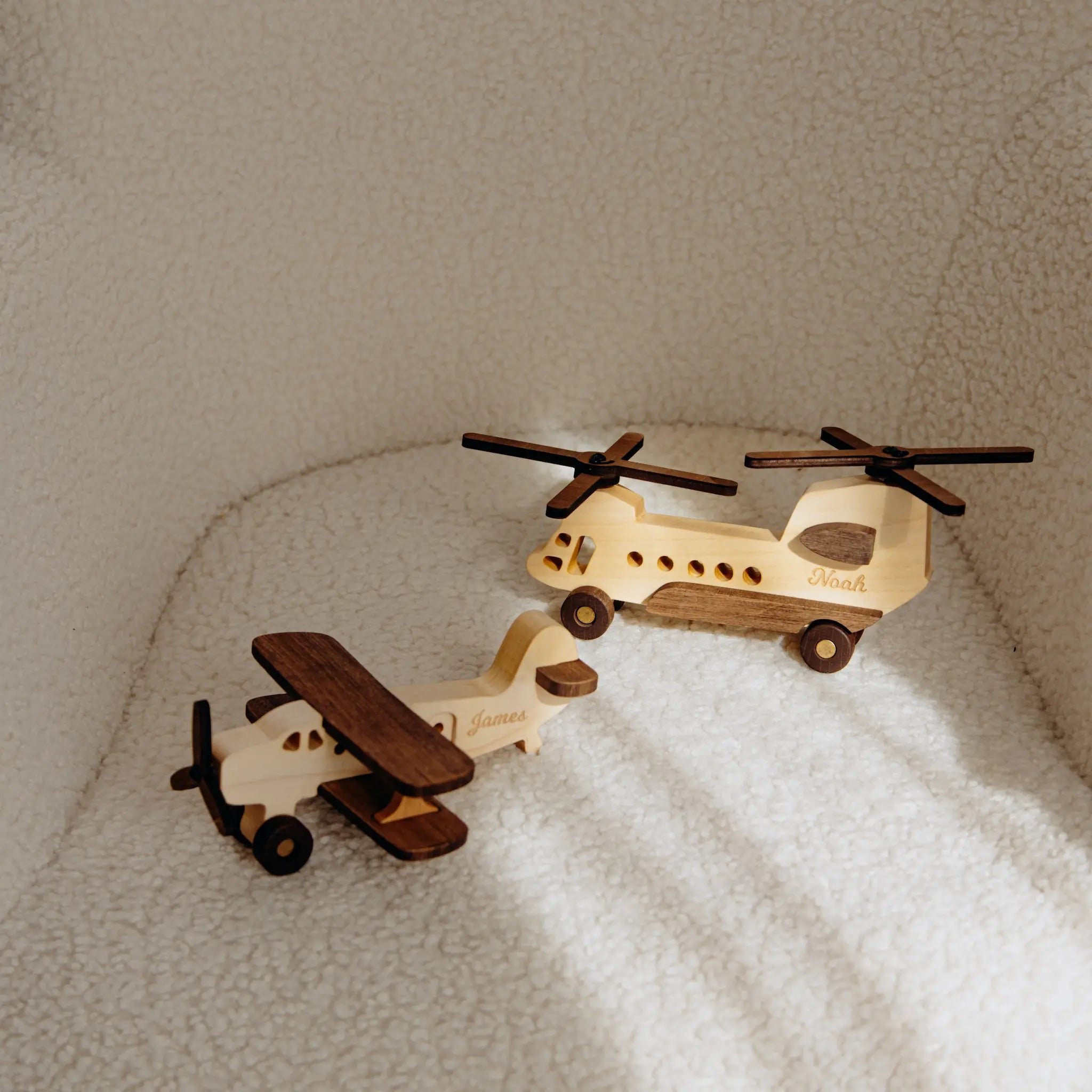 Personalized Wooden Airplane Toy - Custom Aviation Gift for Toddlers Eco-Friendly Wooden Vehicles Busypuzzle