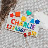 Personalized Wooden Name & Number Puzzle - Montessori Educational Math Board