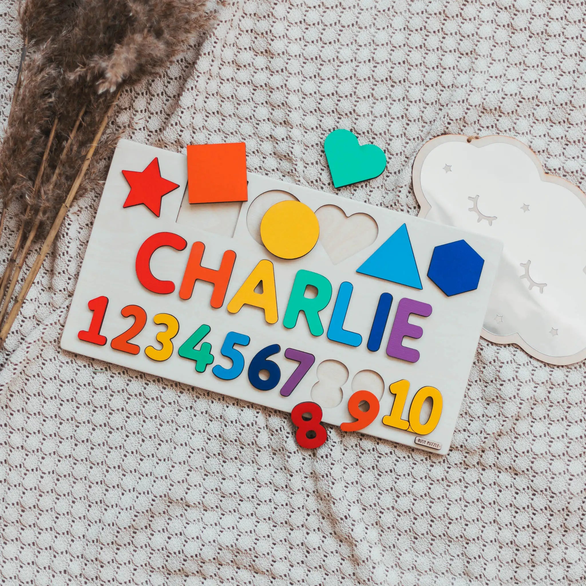 Personalized Wooden Name & Number Puzzle - Montessori Educational Math Board Wooden Busy Boards Busypuzzle