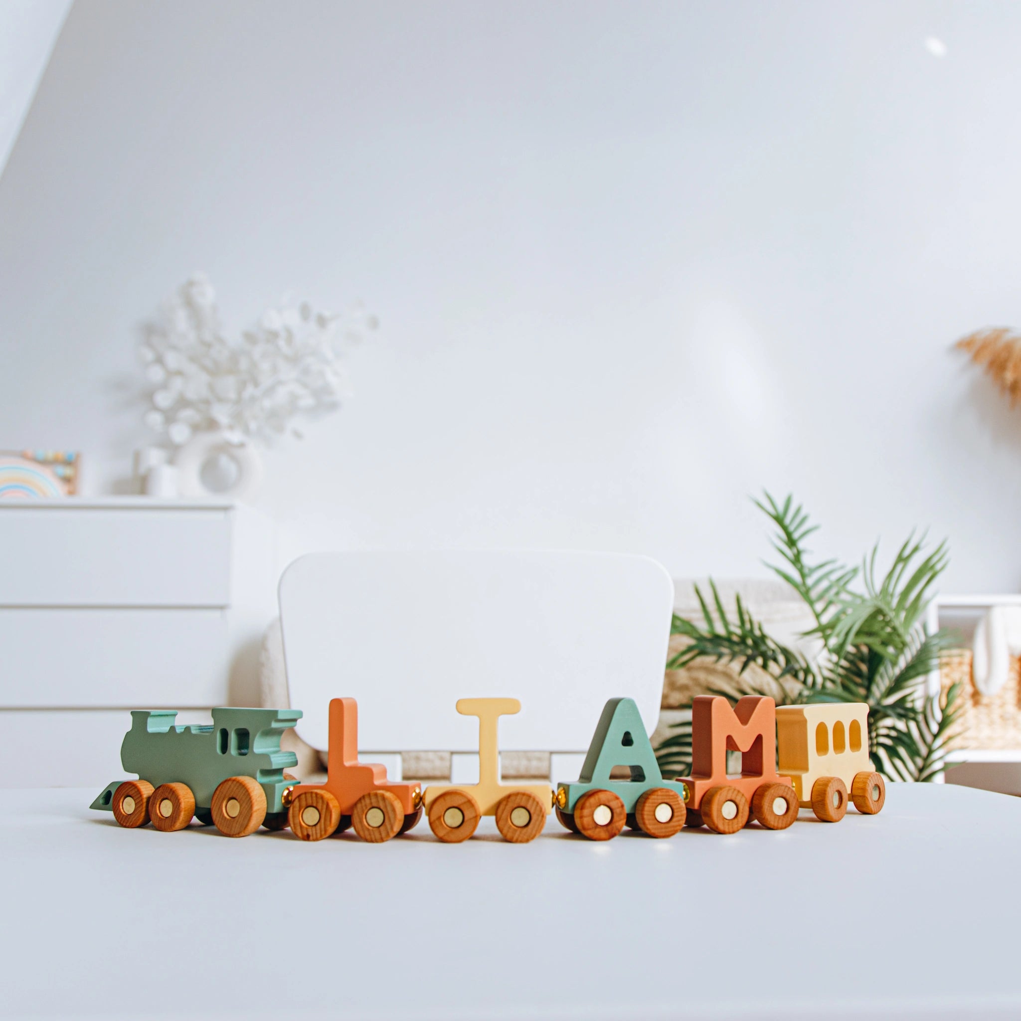 Personalized Wooden Name Train – Montessori Spelling Toy for Toddlers Eco-Friendly Wooden Trains Busypuzzle