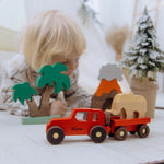 Montessori Wooden Thematic Play Set with Personalized Toy Car Eco-Friendly Wooden Trains Busypuzzle