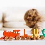 Personalized Wooden Name Train – Bright Primary Colors & Rainbow Edition Eco-Friendly Wooden Trains Busypuzzle