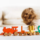 Personalized Wooden Name Train – Bright Primary Colors & Rainbow Edition