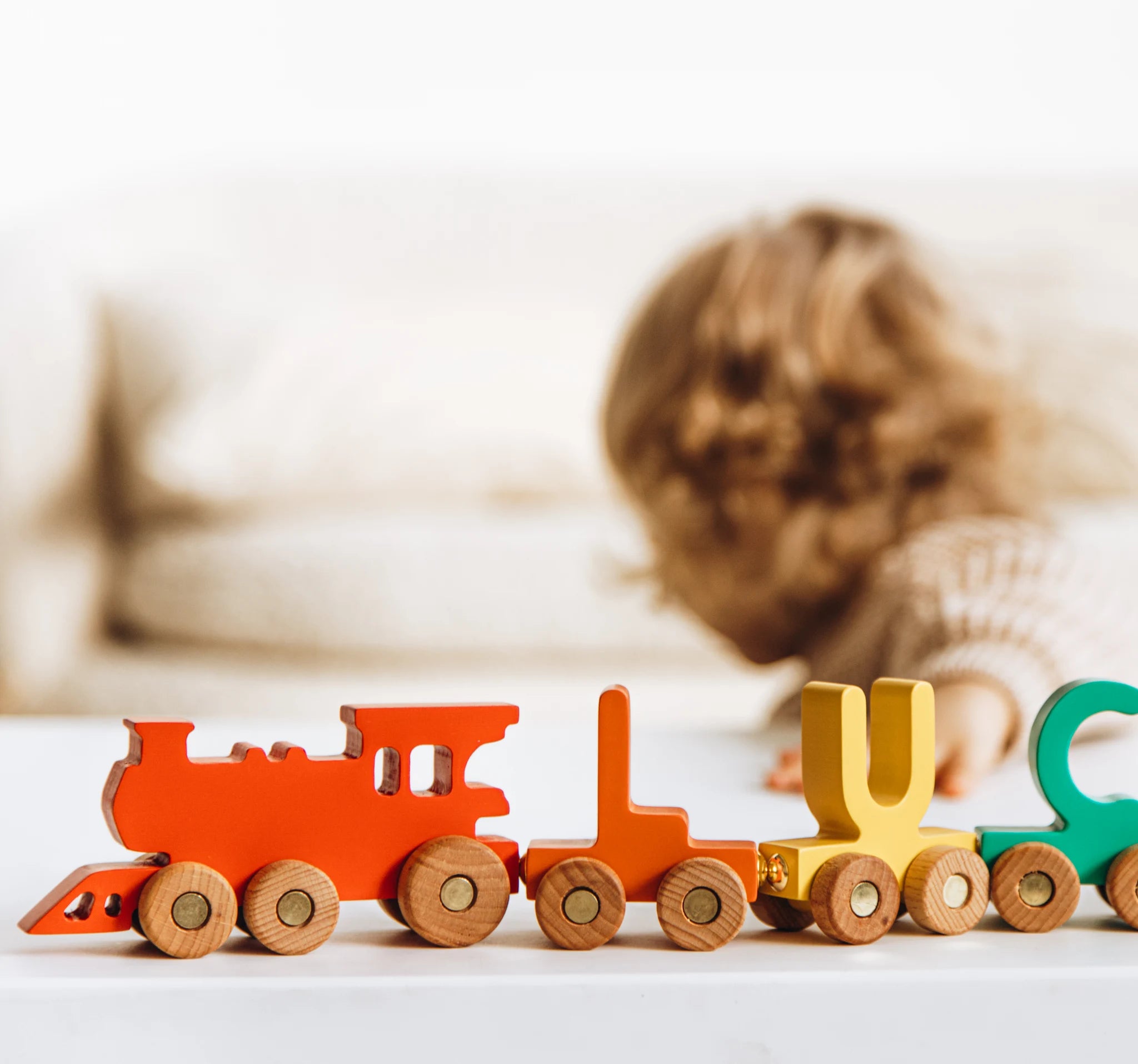 Personalized Wooden Name Train – Bright Primary Colors & Rainbow Edition Eco-Friendly Wooden Trains Busypuzzle