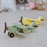 Personalized Wooden Biplane – Custom Name & Color Toy