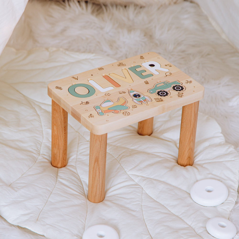Personalized Toddler Step Stool Personalized Wooden Decor Busypuzzle