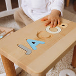 Children's Personalized Step Stool with Puzzle Personalized Wooden Decor Busypuzzle
