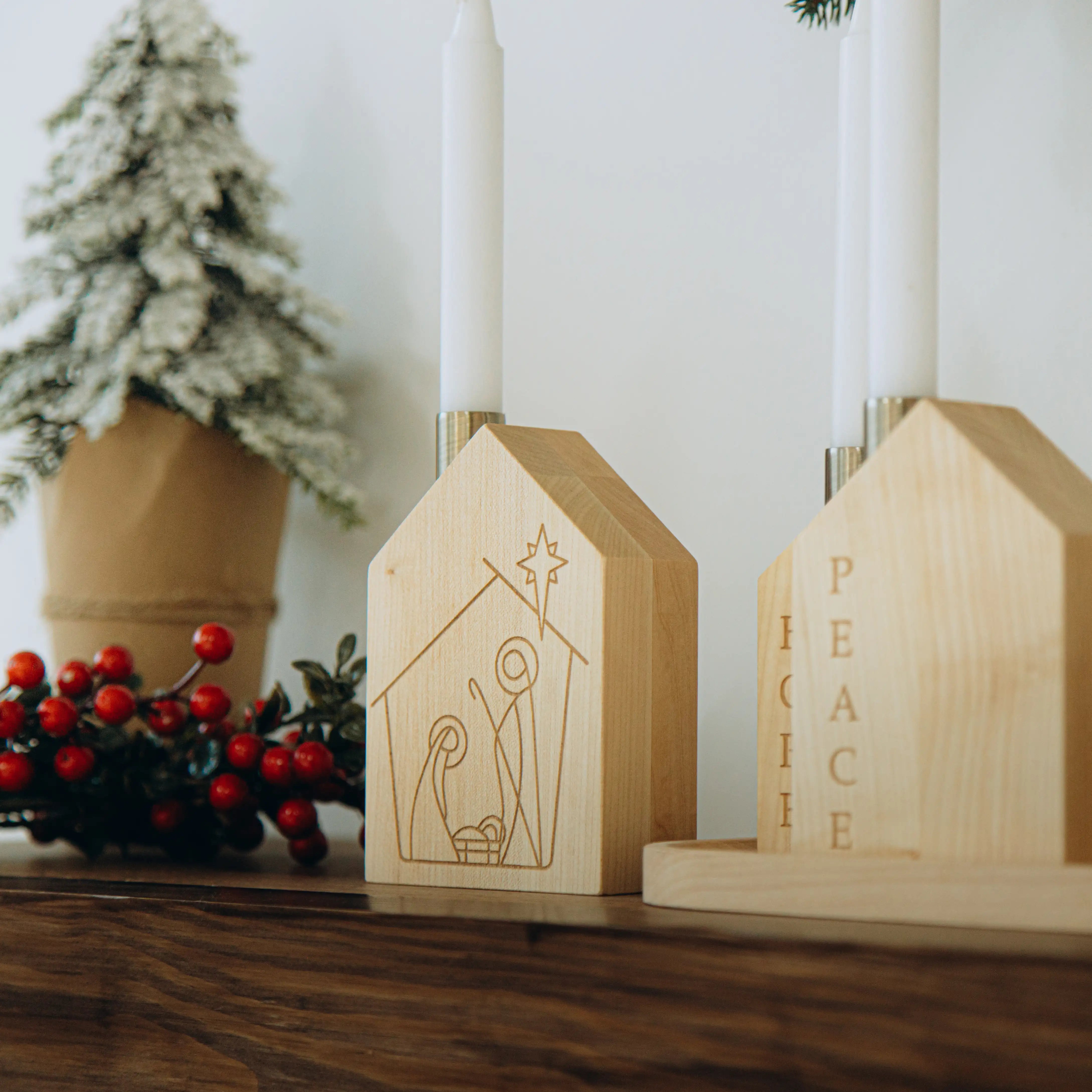Wooden Candle Holders Eco-Friendly Christmas Products Busypuzzle