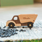 Personalized Wooden Dump Truck Toy - Solid Wood Construction Vehicle Wooden Cars Busypuzzle
