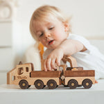 Ultimate Wooden Construction Sets - Crane, Trucks & Magnetic Blocks Bundle Wooden Cars Busypuzzle