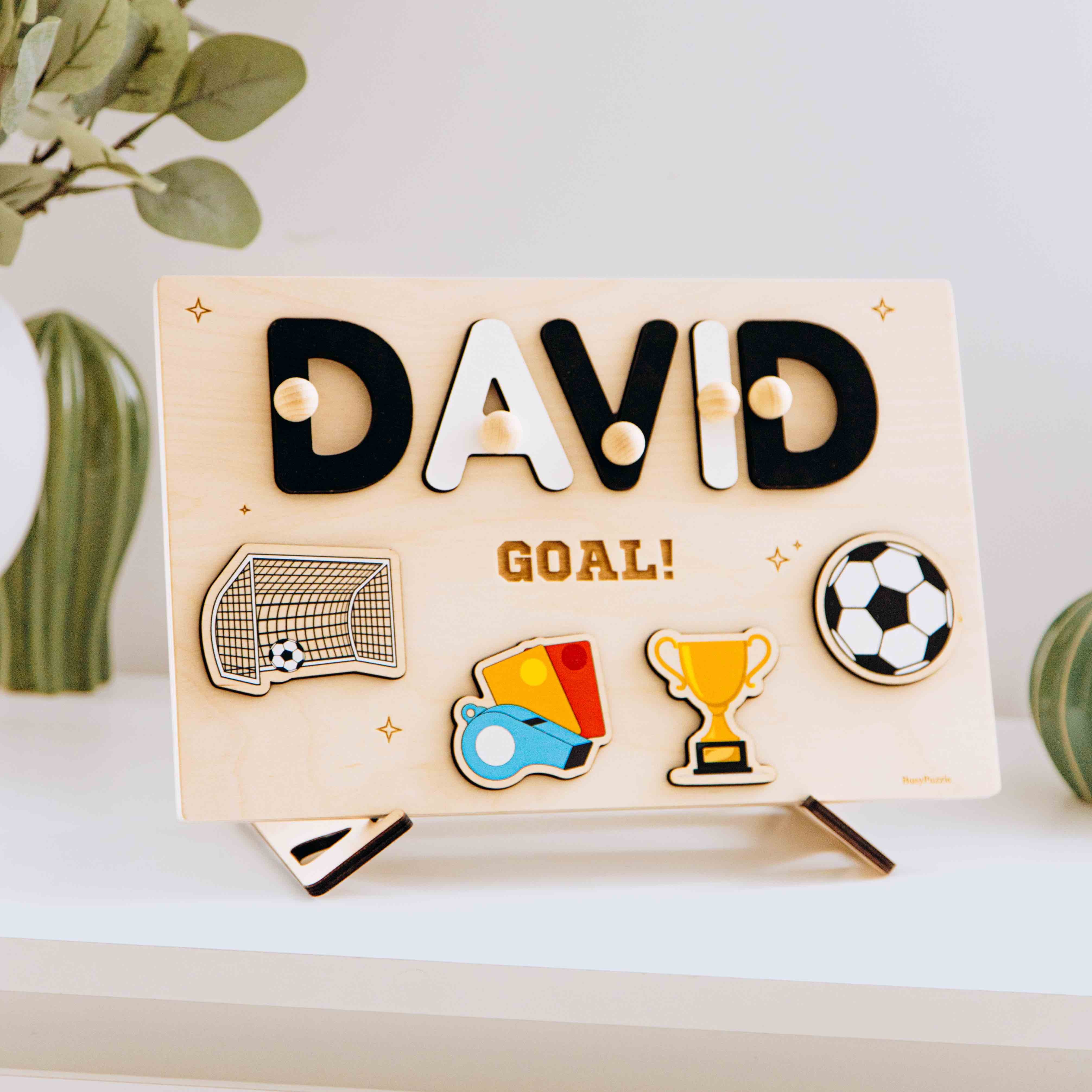 Custom Sports Theme Name Puzzle – First Birthday Keepsake for Boys and Girls Personalized children's products Busypuzzle