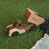 Personalized Wooden Dump Truck Toy - Solid Wood Construction Vehicle
