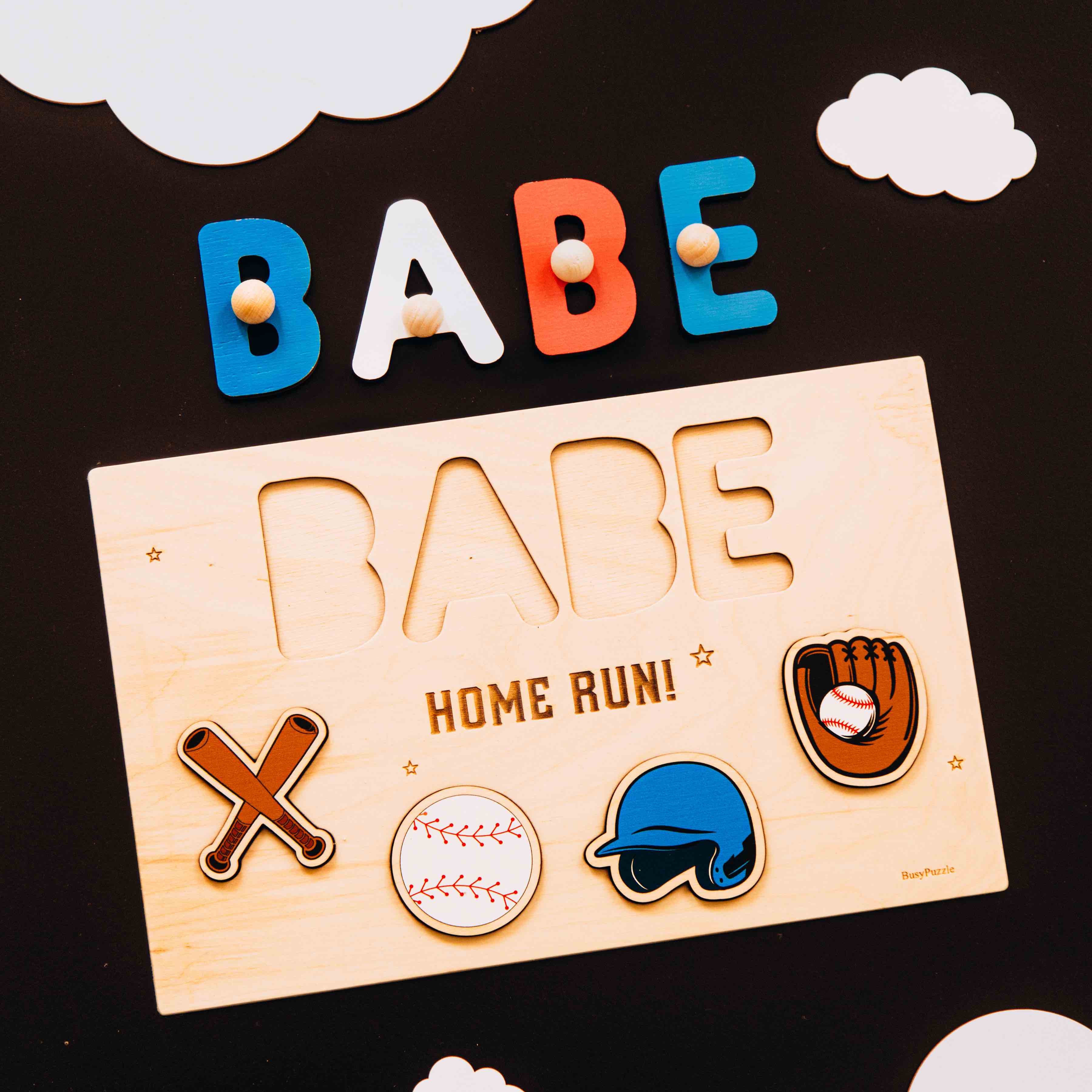 Custom Sports Theme Name Puzzle – First Birthday Keepsake for Boys and Girls Personalized children's products Busypuzzle