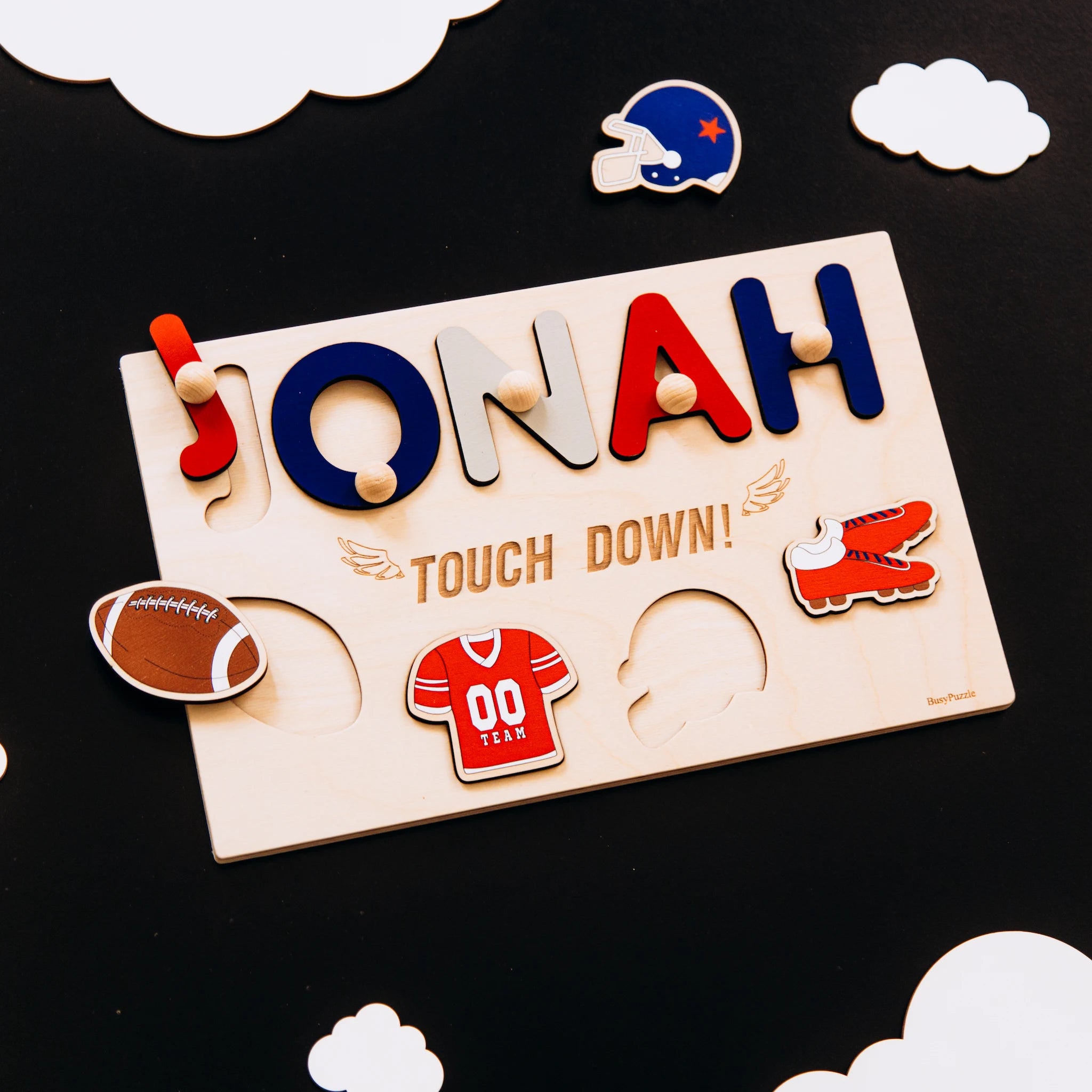 Custom Sports Theme Name Puzzle – First Birthday Keepsake for Boys and Girls Personalized children's products Busypuzzle