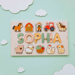 Personalized Farm Name Puzzle with Tractor and Animals – Wooden Montessori Toy for Toddlers and Kids Montessori Toys for Kids Busypuzzle