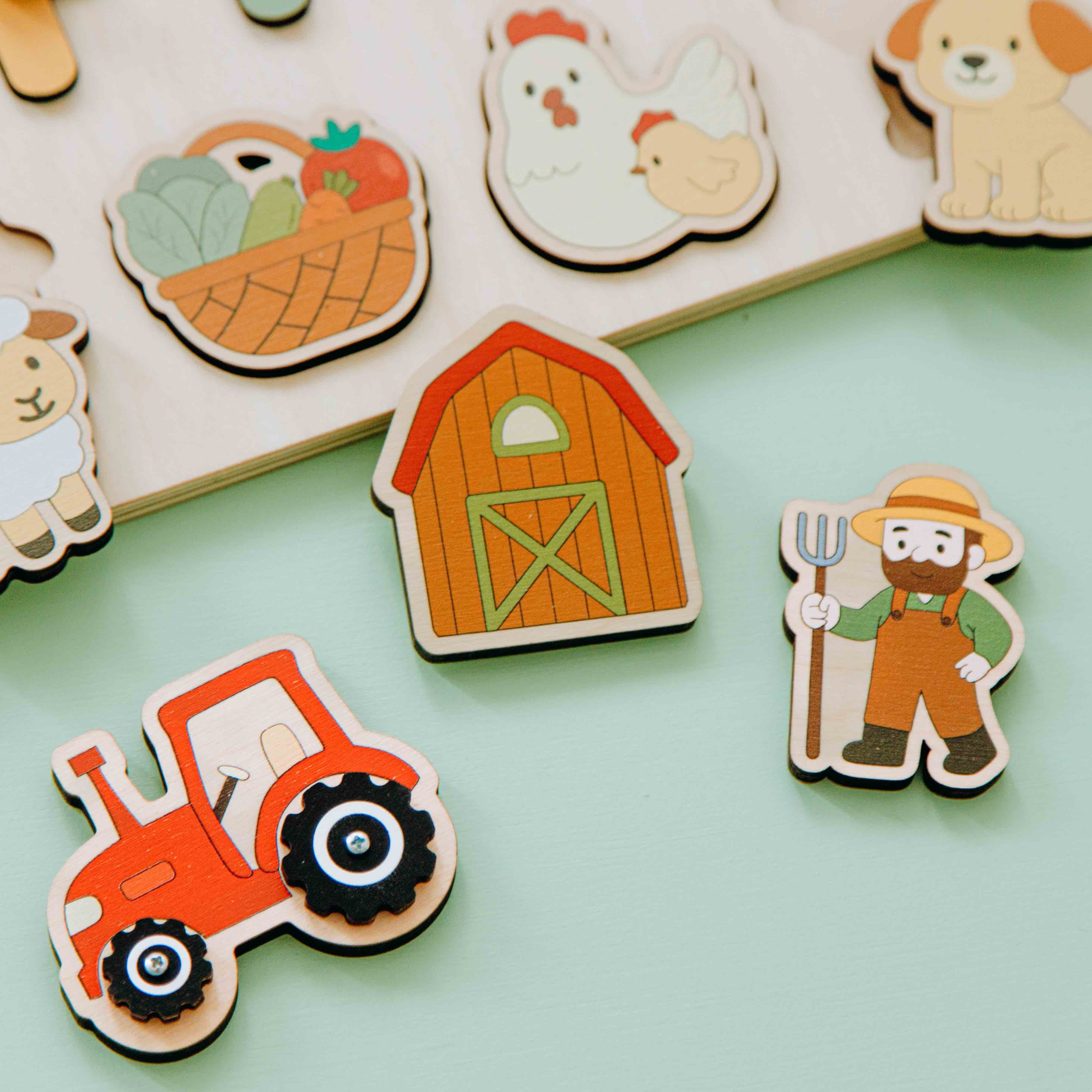 Personalized Farm Name Puzzle with Tractor and Animals – Wooden Montessori Toy for Toddlers and Kids Montessori Toys for Kids Busypuzzle