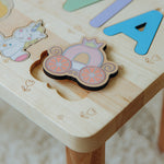 Children's Personalized Step Stool with Puzzle Personalized Wooden Decor Busypuzzle