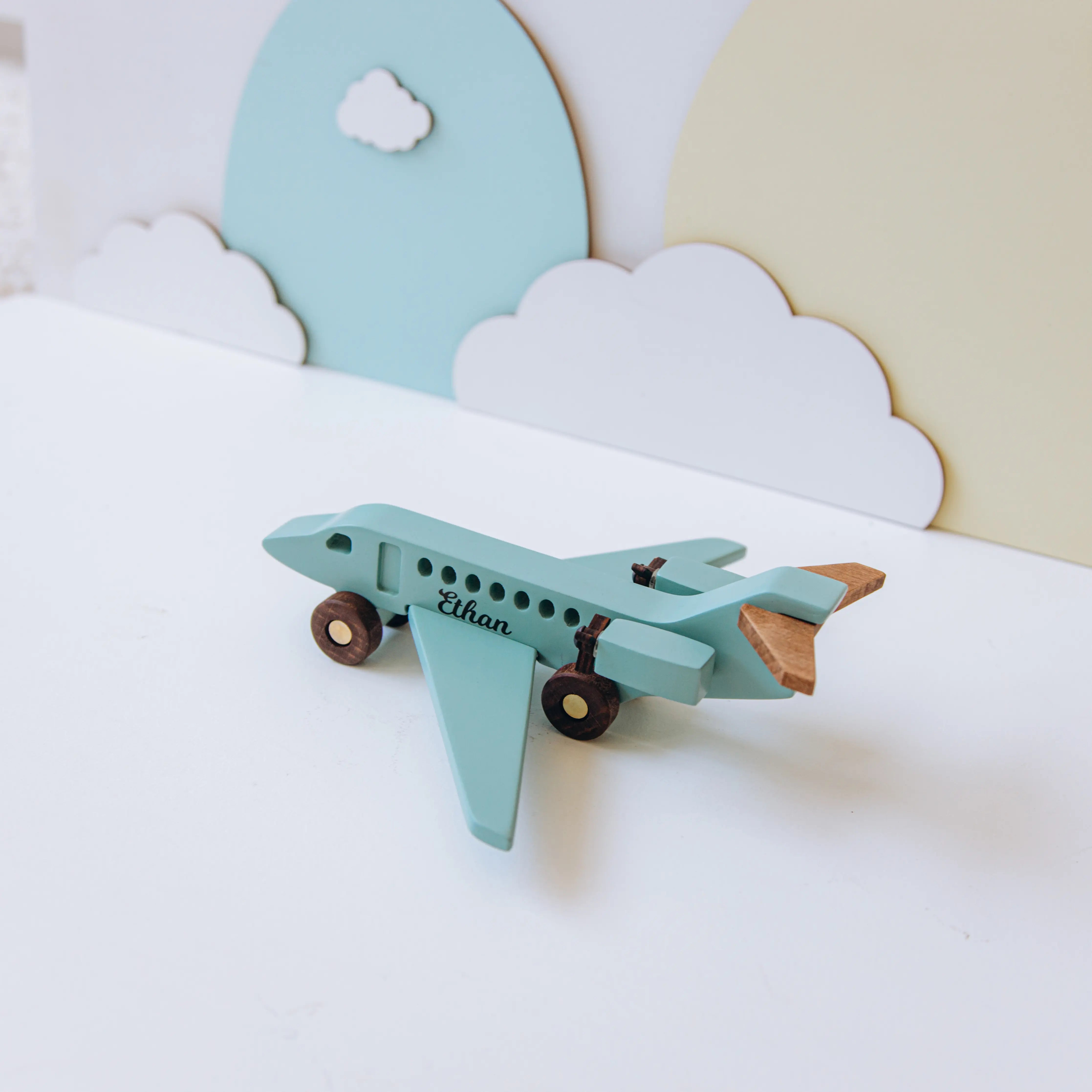 Wooden Passenger Plane Toy - Personalized Gift for Toddlers Eco-Friendly Wooden Vehicles Busypuzzle