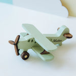 Personalized Wooden Biplane – Custom Name & Color Toy Eco-Friendly Wooden Vehicles Busypuzzle