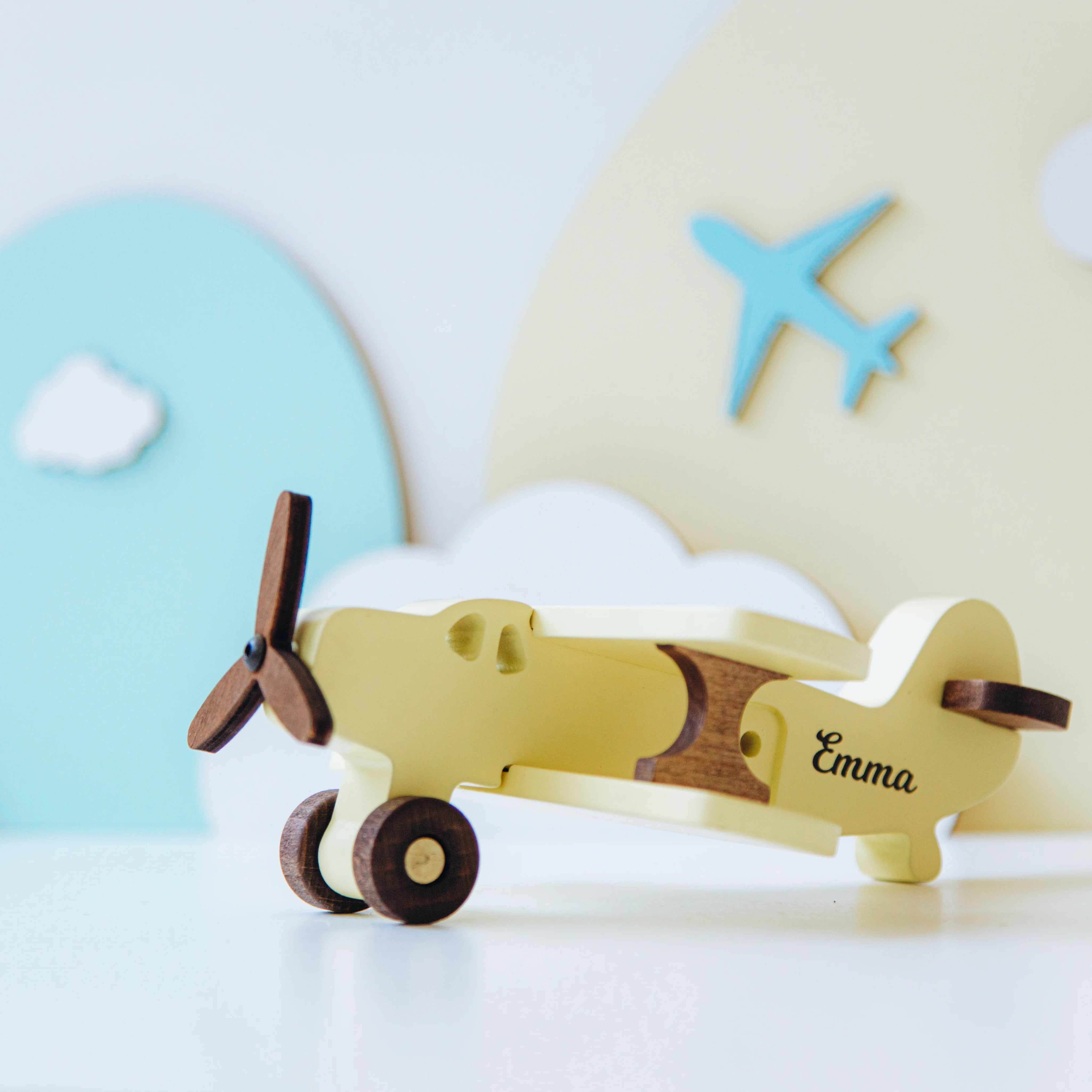 Wooden Colored Planes - Personalized Wooden Aviation Toy Eco-Friendly Wooden Vehicles Busypuzzle