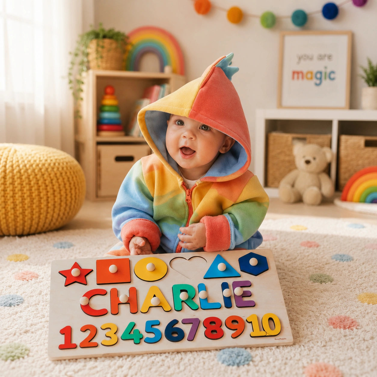 Personalized Wooden Name & Number Puzzle - Montessori Educational Math Board Wooden Busy Boards Busypuzzle