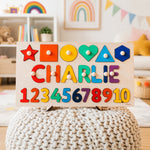 Personalized Wooden Name & Number Puzzle - Montessori Educational Math Board Wooden Busy Boards Busypuzzle