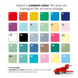 Color swatch chart for customizing air transport color with a small airplane illustration.