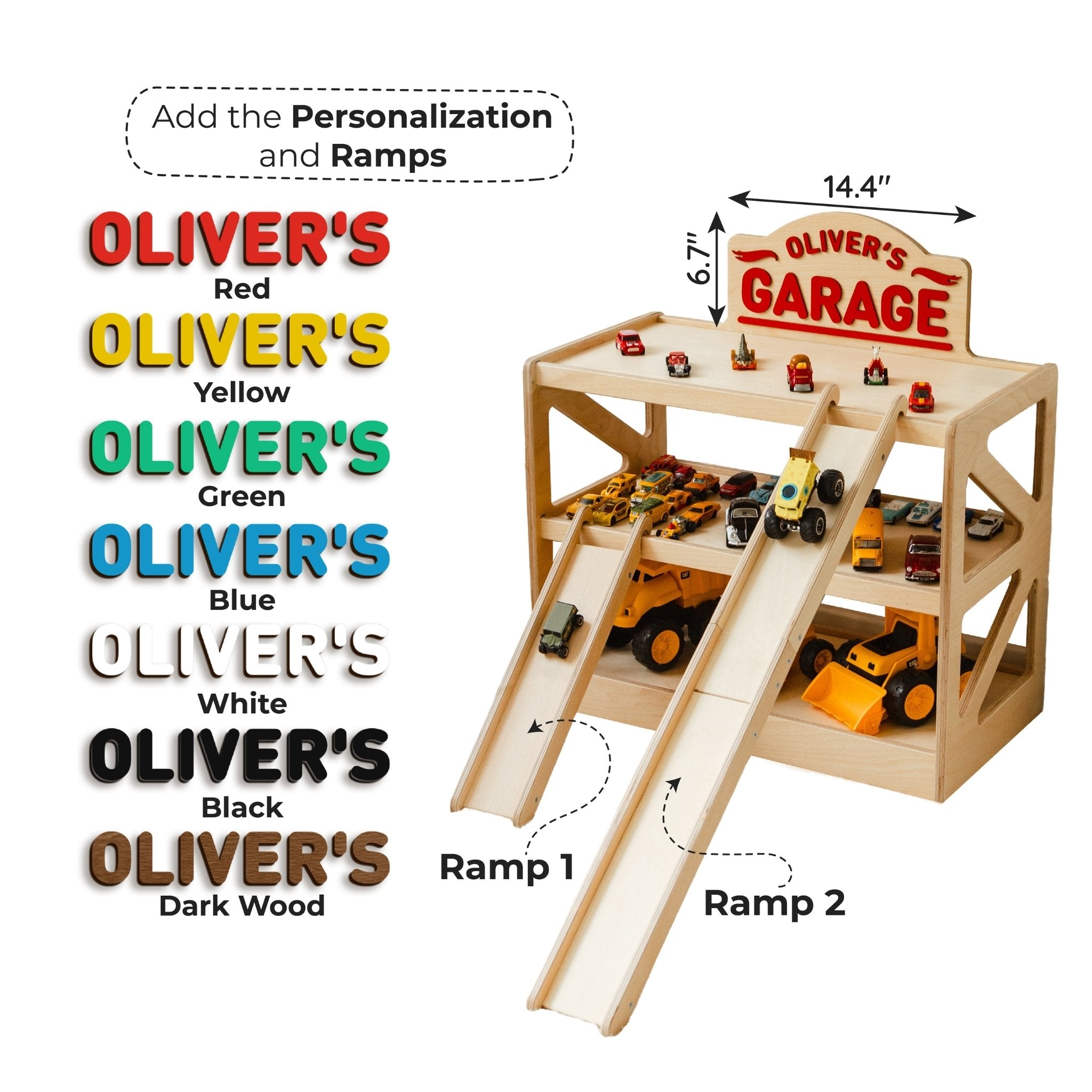 Natural Light Wood Toy Car Garage - Personalized Play Parking Lot Nursery Furniture Busypuzzle