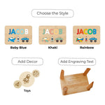 Personalized Step Stool for Boy - Custom Wooden Name Gift for Son or Grandson Personalized Wooden Decor Busypuzzle
