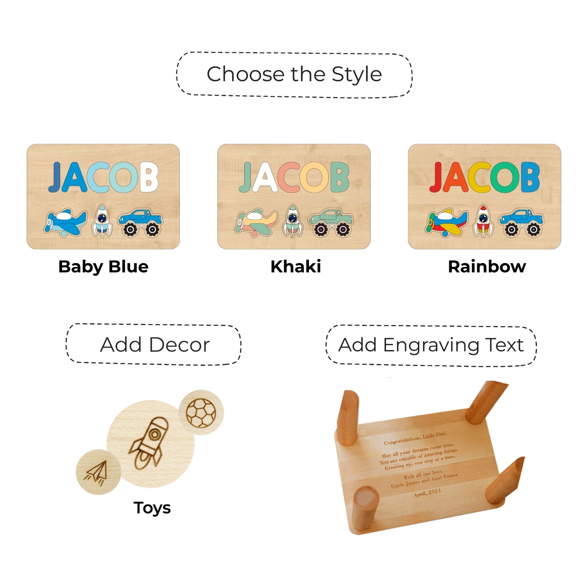 Personalized Step Stool for Boy - Custom Wooden Name Gift for Son or Grandson Personalized Wooden Decor Busypuzzle