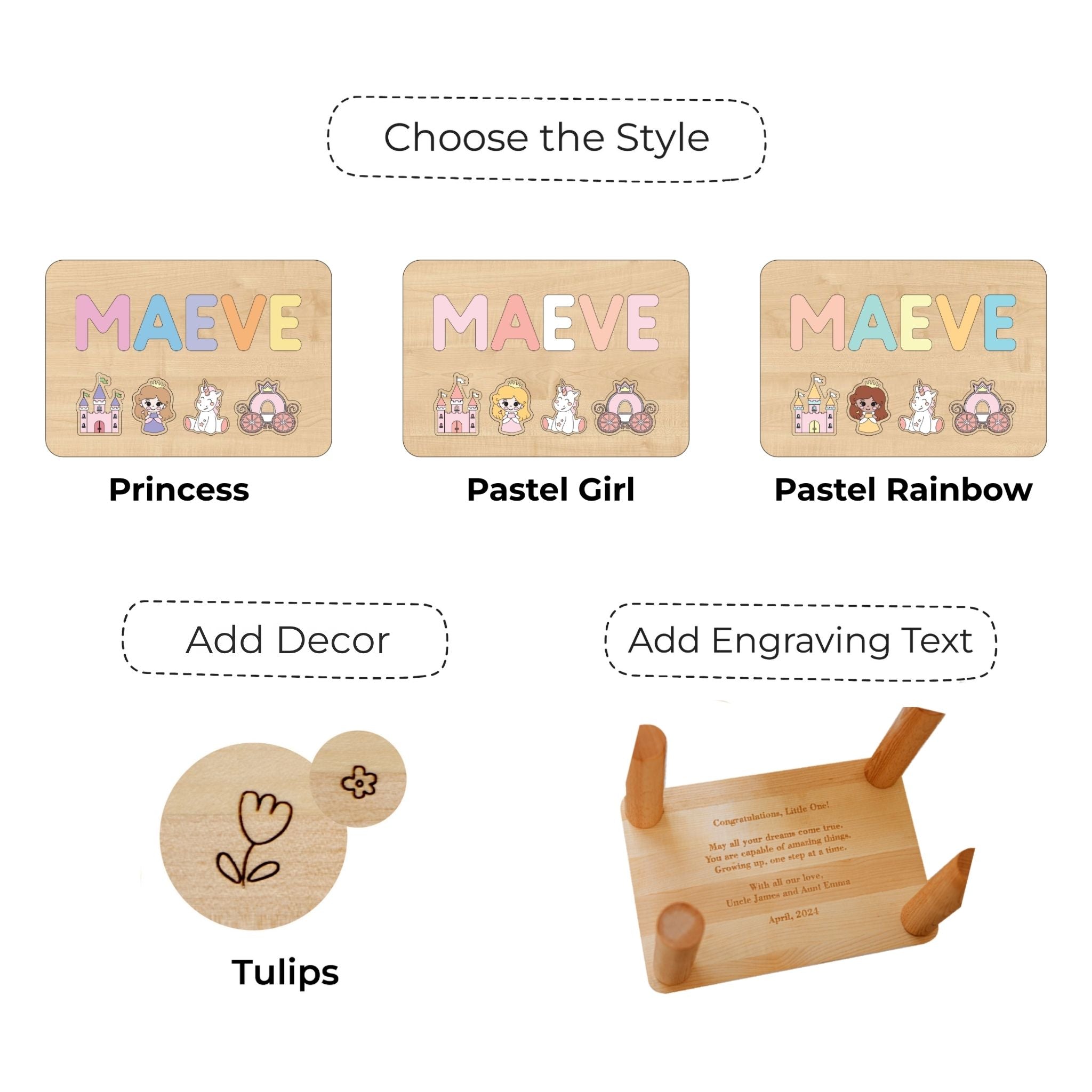 Personalized Step Stool for Girl - Custom Name Puzzle Gift for Daughter Personalized Wooden Decor Busypuzzle