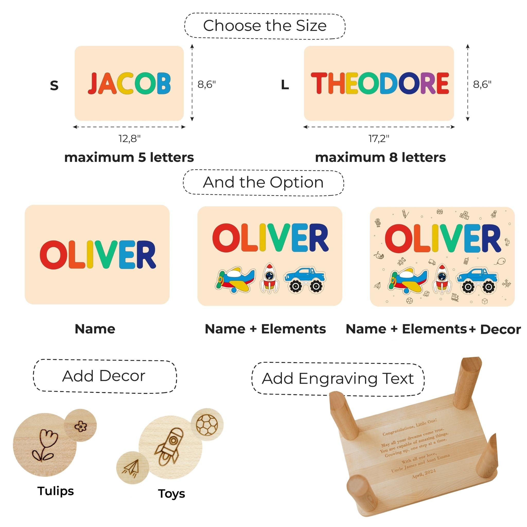 Personalized Rainbow Step Stool - Bright Primary Colors - Montessori Wooden Name Puzzle Personalized Wooden Decor Busypuzzle